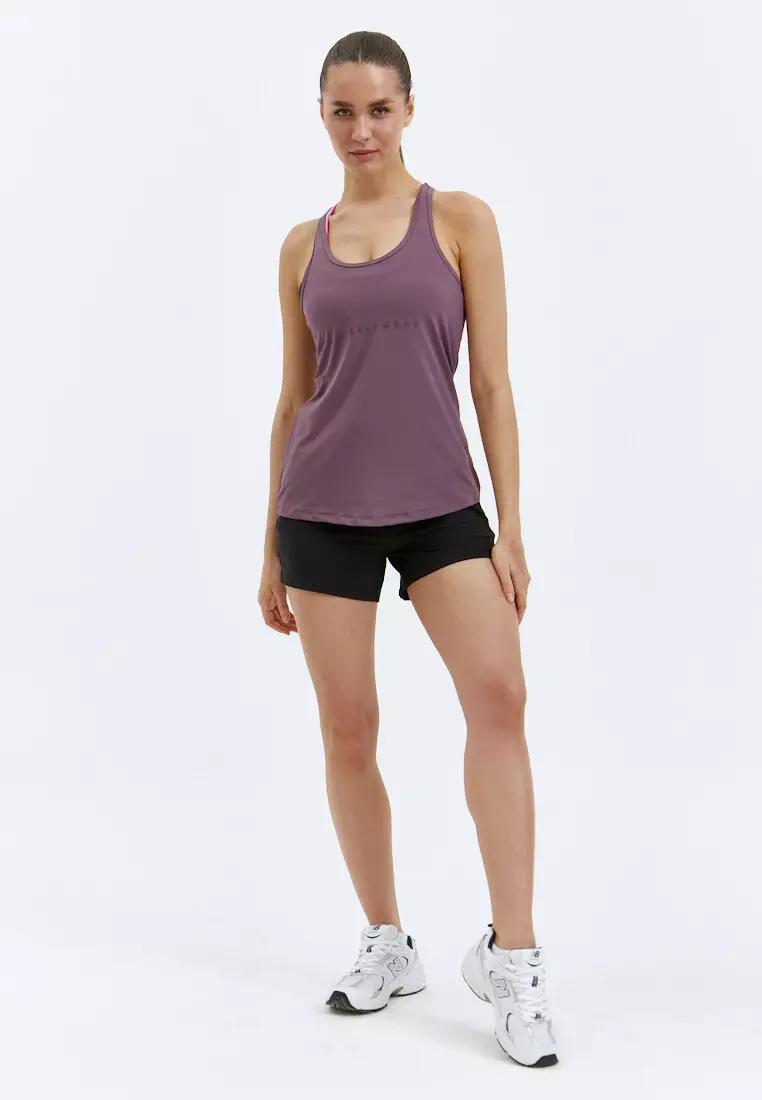 Удлиненная майка SATIN BASE сливовая