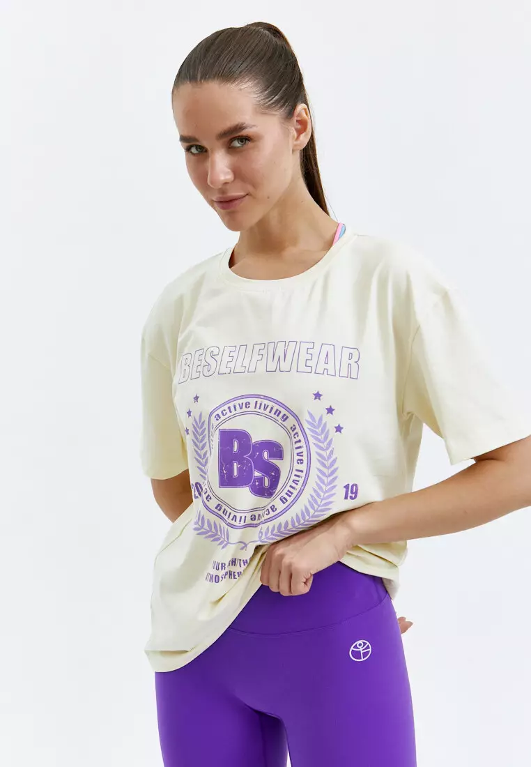 Футболка BSWR экрю с принтом