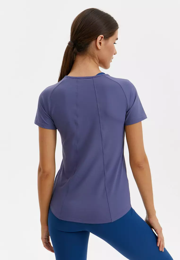 Удлиненная футболка SATIN BASE фиолетово-серая