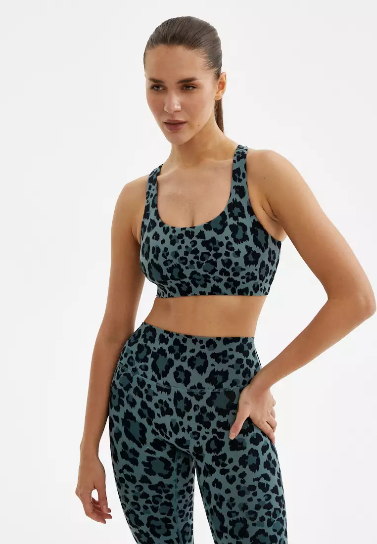 Топ-бра FAUNA пыльно-зеленый леопард 