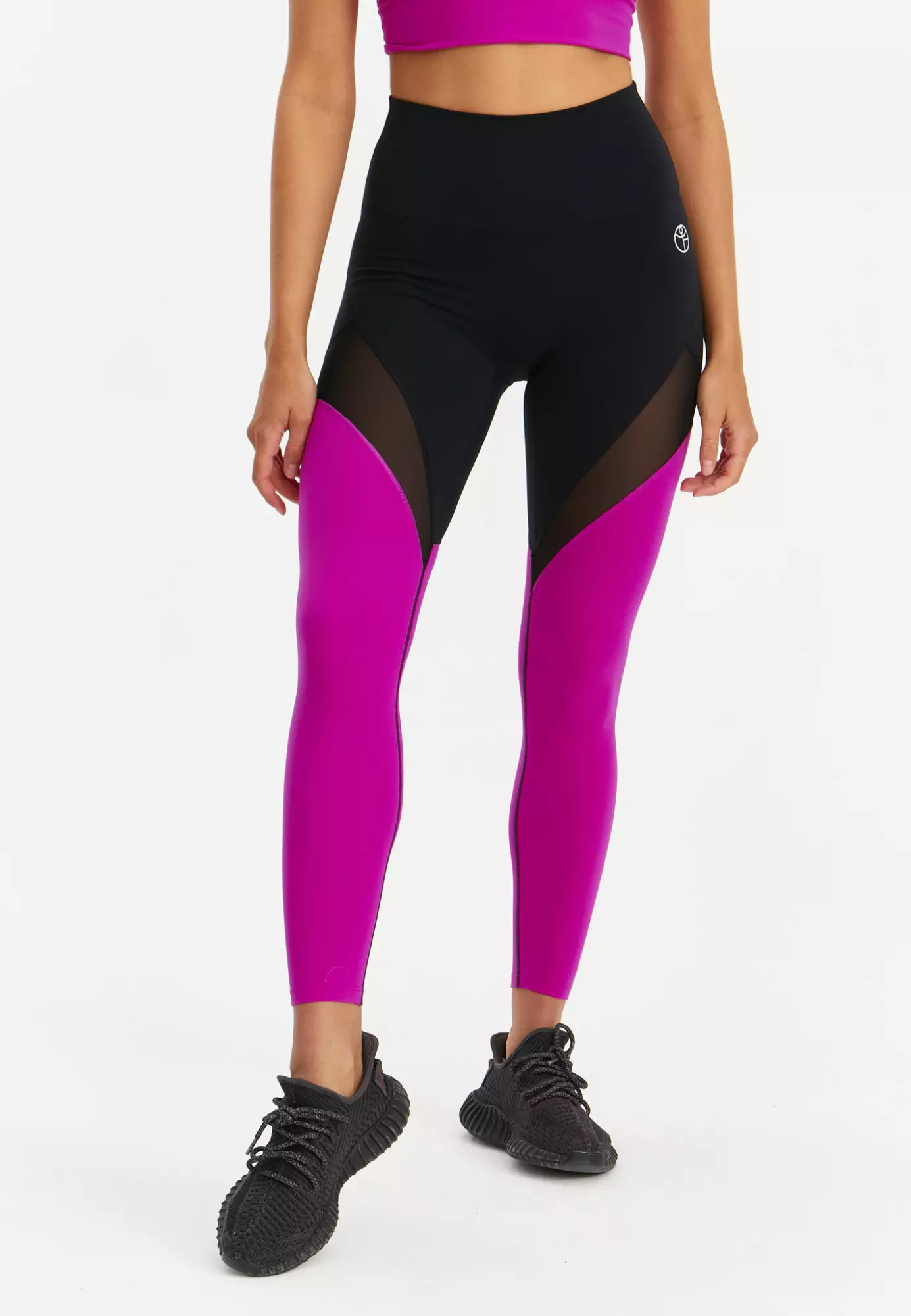 Лосины с сеткой MOTION черный+фуксия