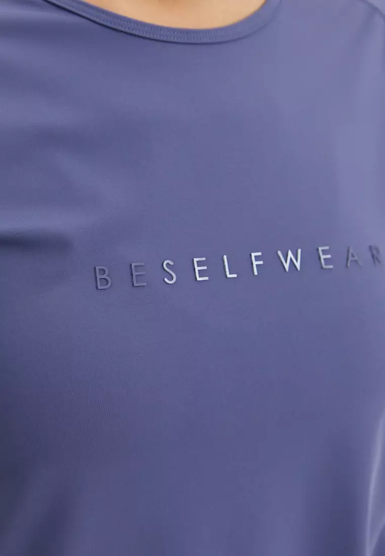 Удлиненная футболка SATIN BASE фиолетово-серая