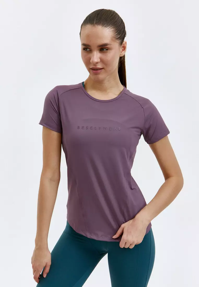 Удлиненная футболка SATIN BASE сливовая