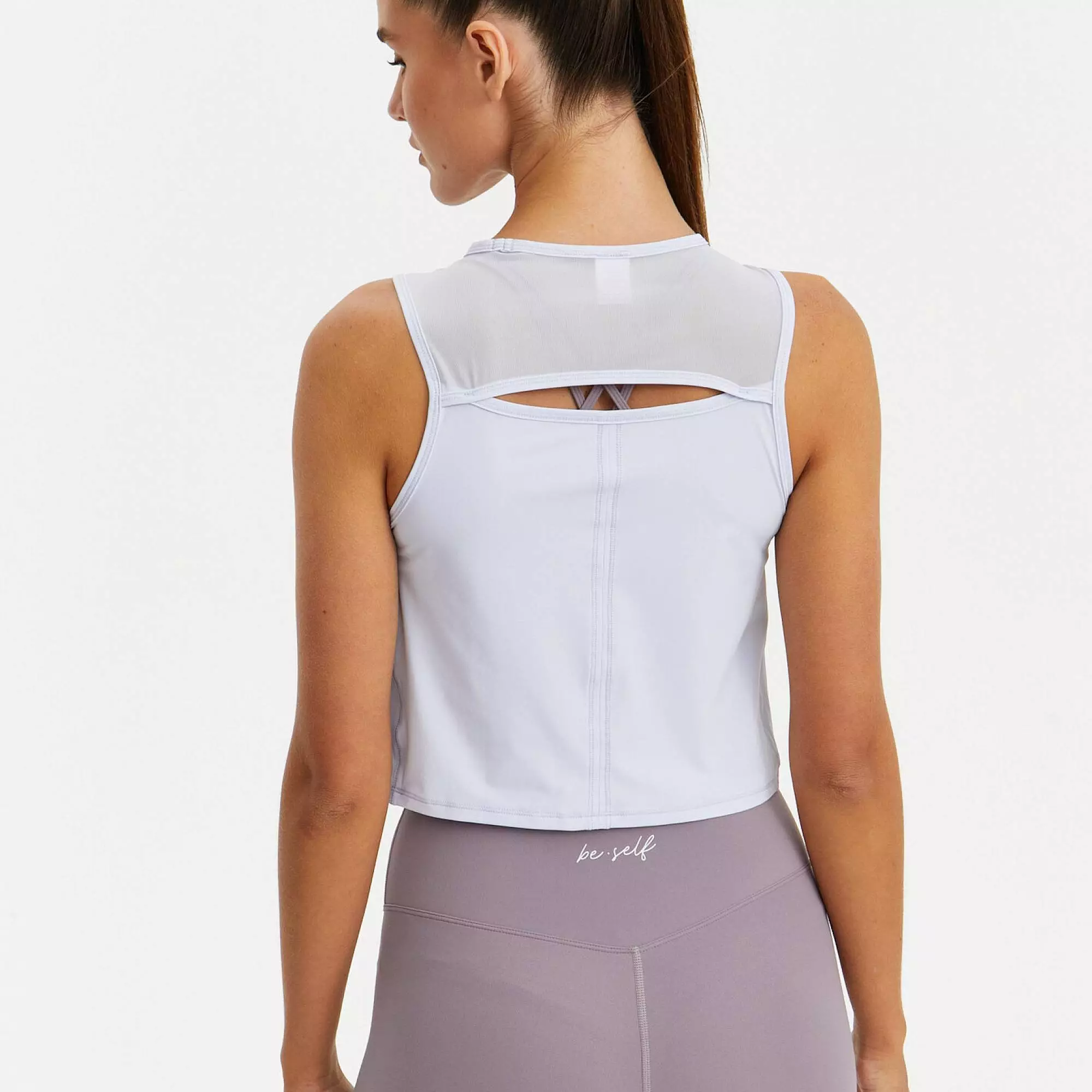 Укороченная майка с сеткой ACTIVE небесно-голубая