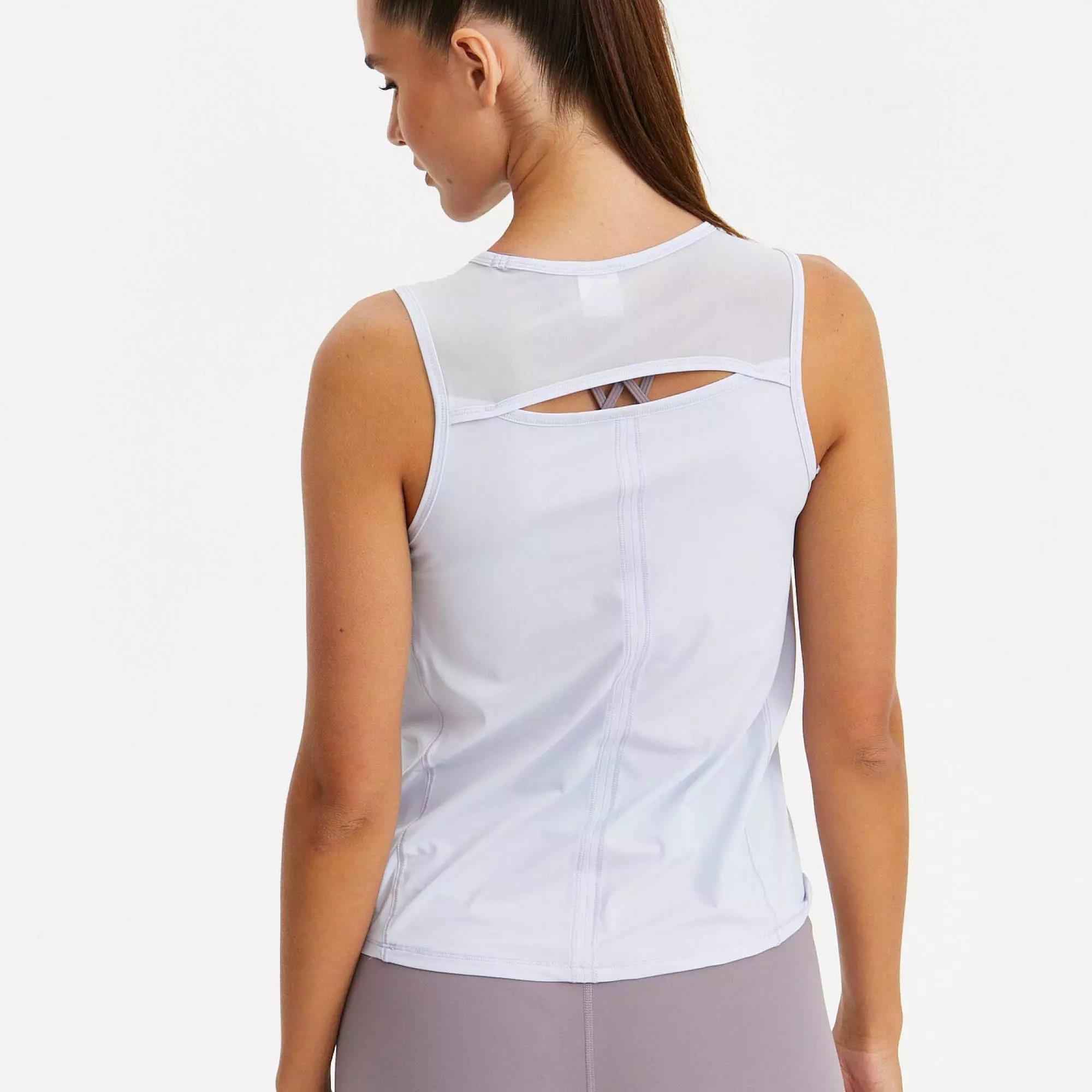 Удлиненная майка с сеткой ACTIVE небесно-голубая