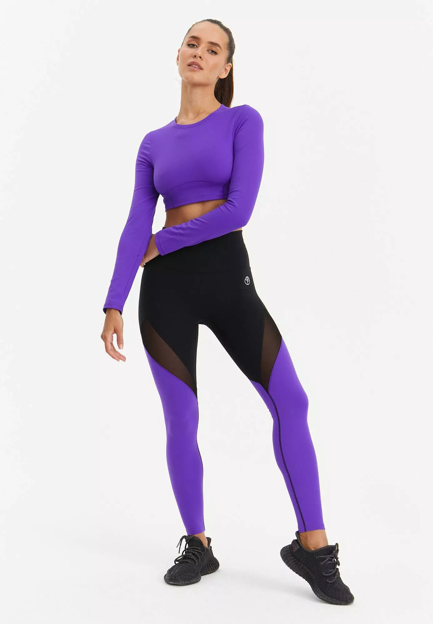 Лосины с сеткой MOTION черный+ультрафиолетовый