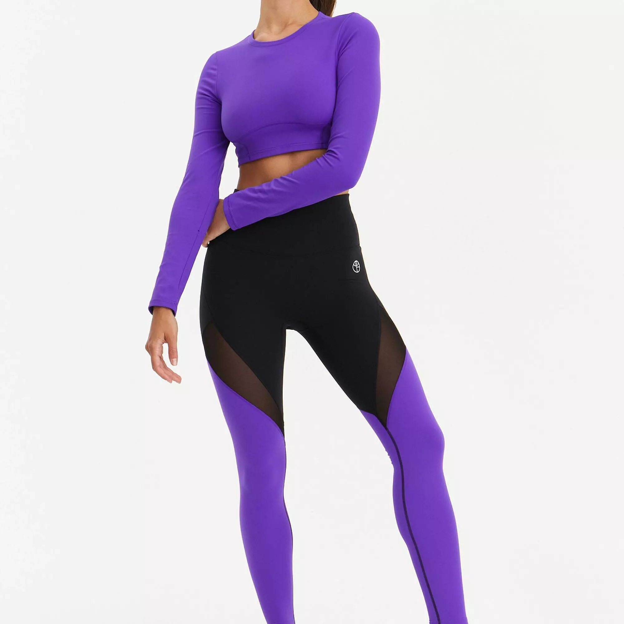 Лосины с сеткой MOTION черный+ультрафиолетовый