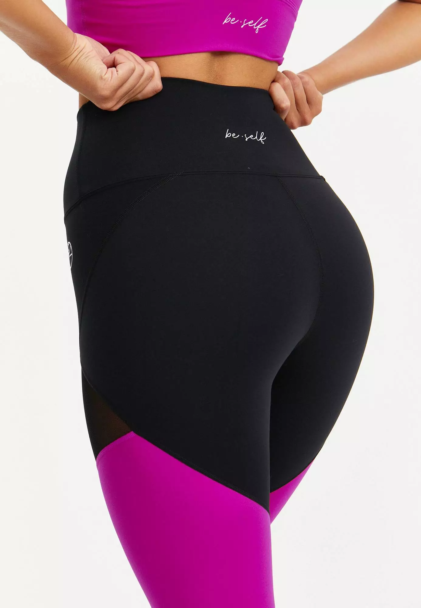 Лосины с сеткой MOTION черный+фуксия