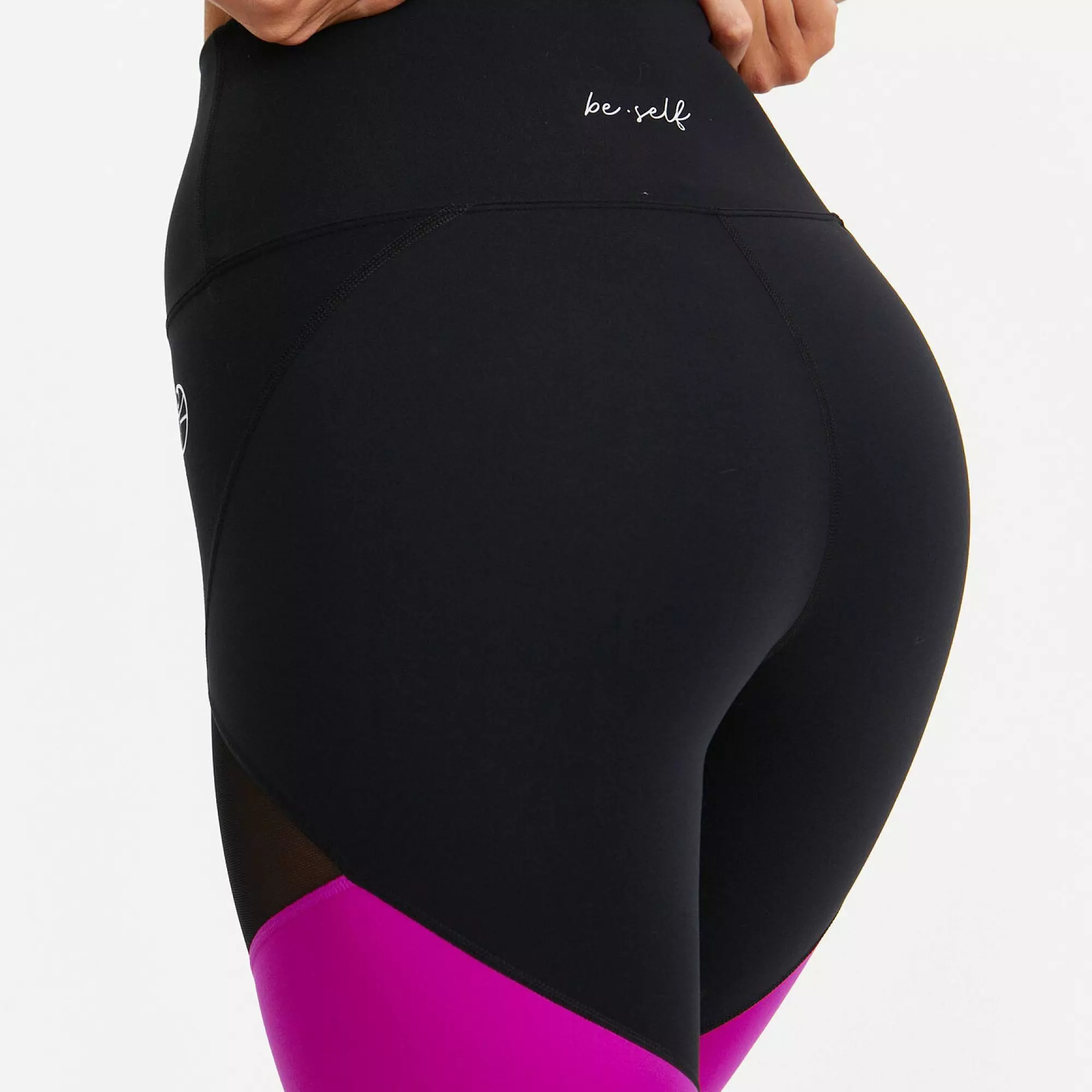 Лосины с сеткой MOTION черный+фуксия