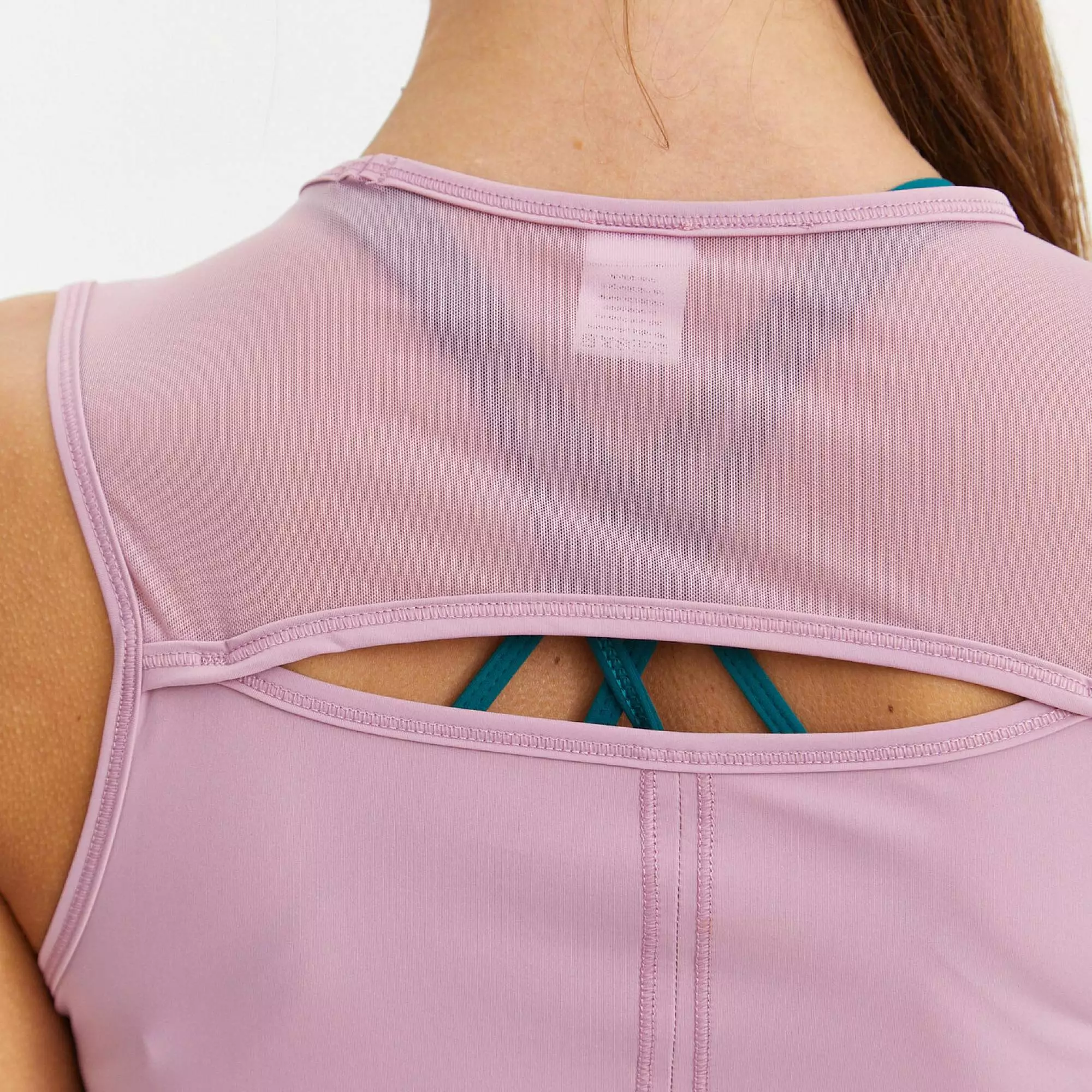 Укороченная майка с сеткой ACTIVE пыльно-розовая