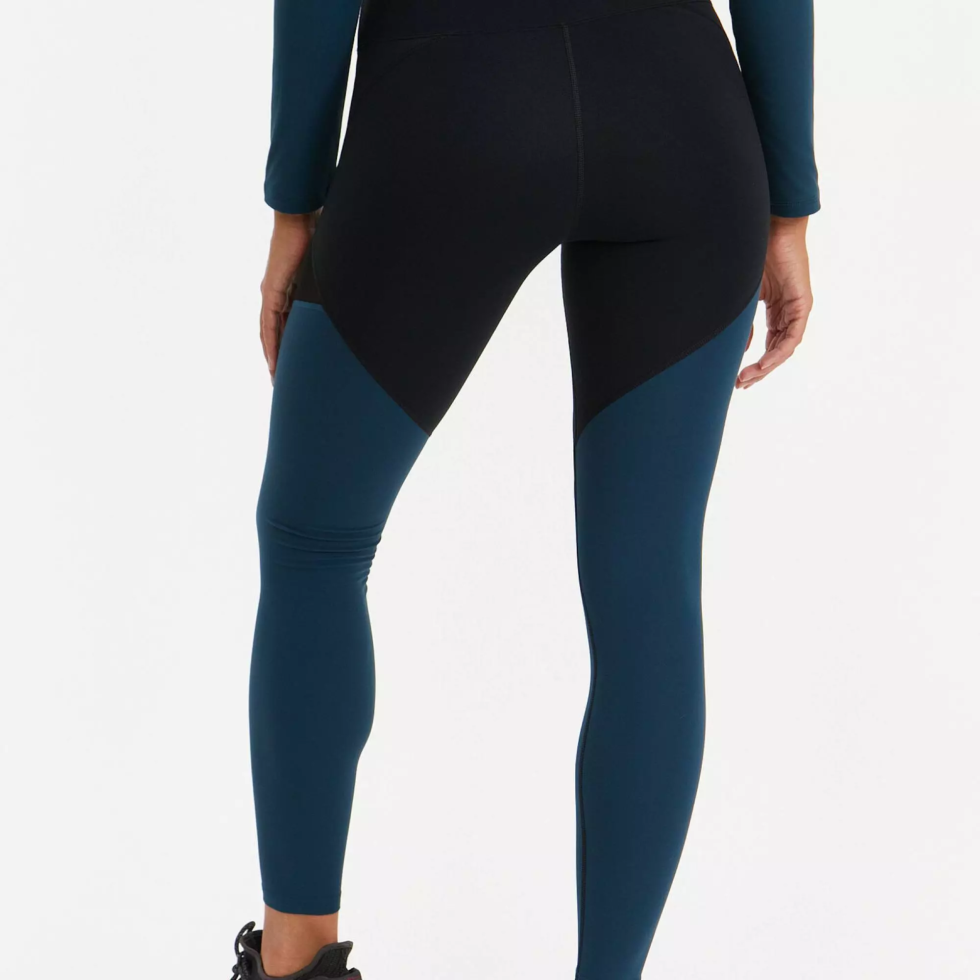 Лосины с сеткой MOTION черные+морская волна