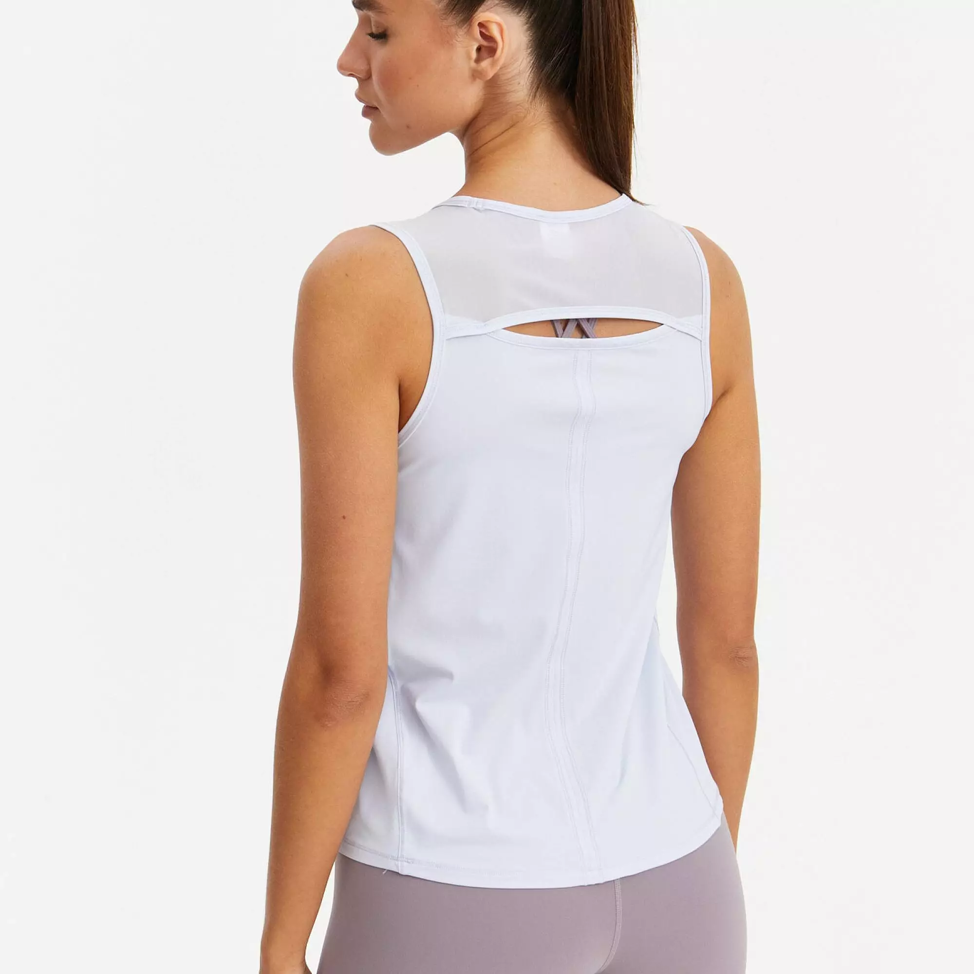 Удлиненная майка с сеткой ACTIVE небесно-голубая