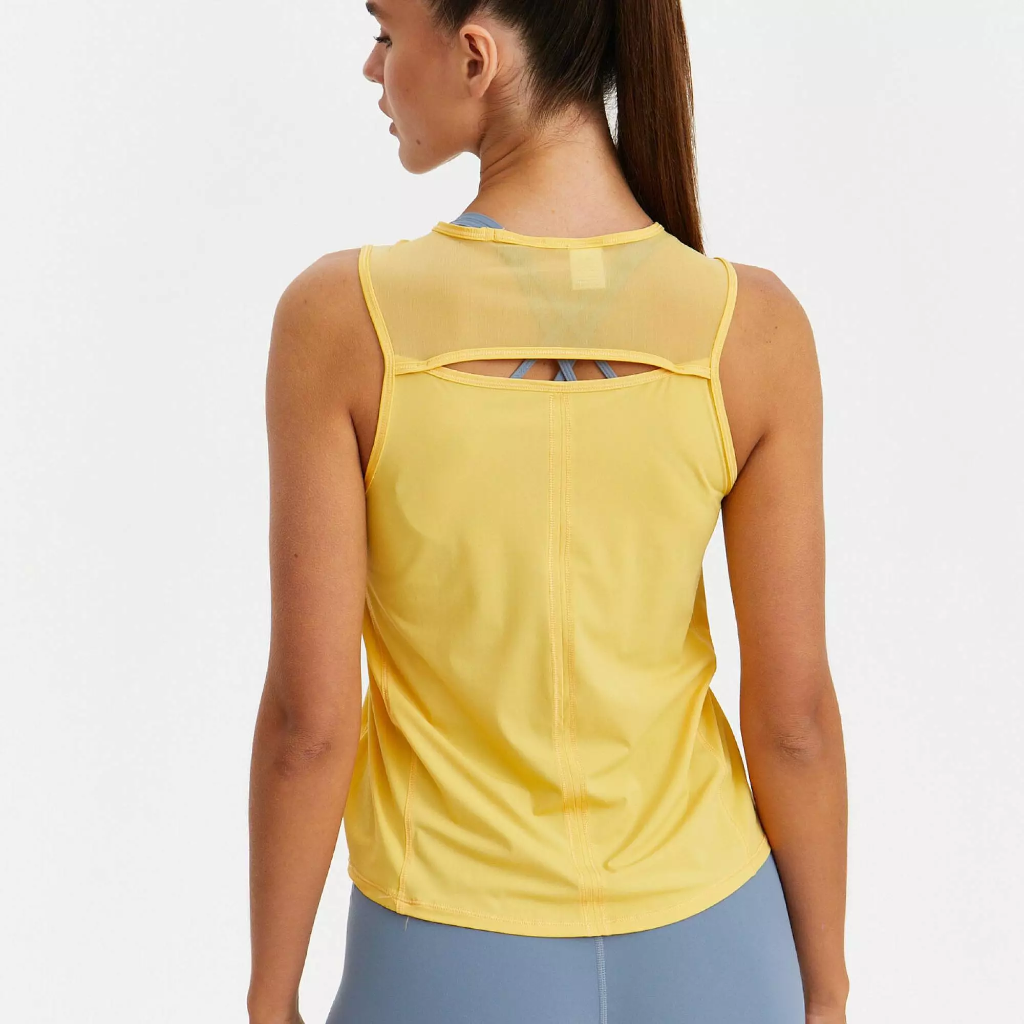 Удлиненная майка с сеткой ACTIVE желтая