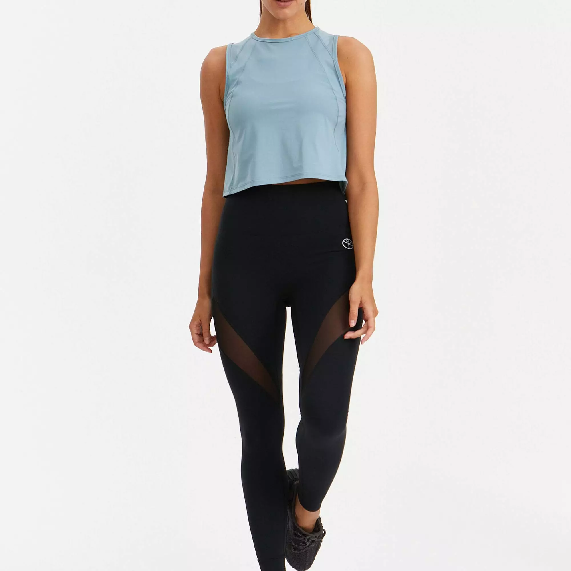 Укороченная майка с сеткой ACTIVE пастельно-бирюзовая