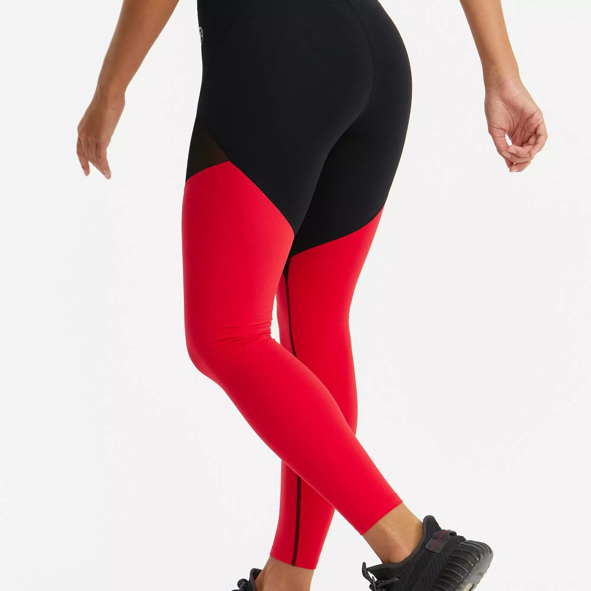 Лосины с сеткой MOTION черный+красный