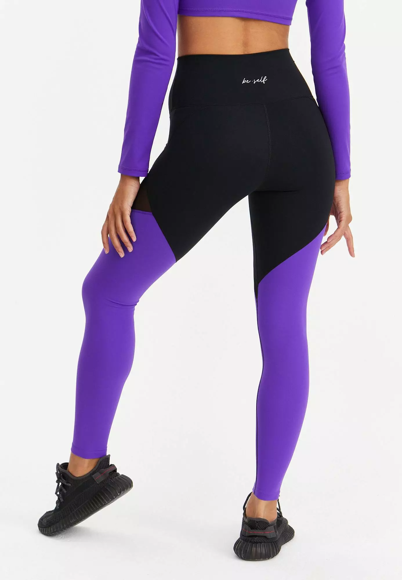 Лосины с сеткой MOTION черный+ультрафиолетовый