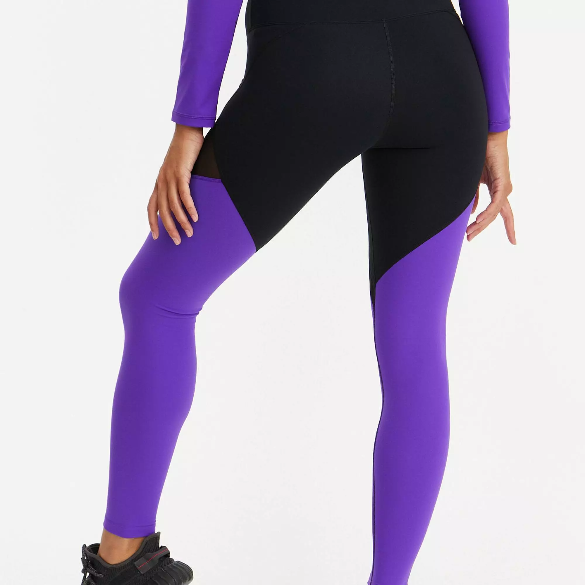 Лосины с сеткой MOTION черный+ультрафиолетовый