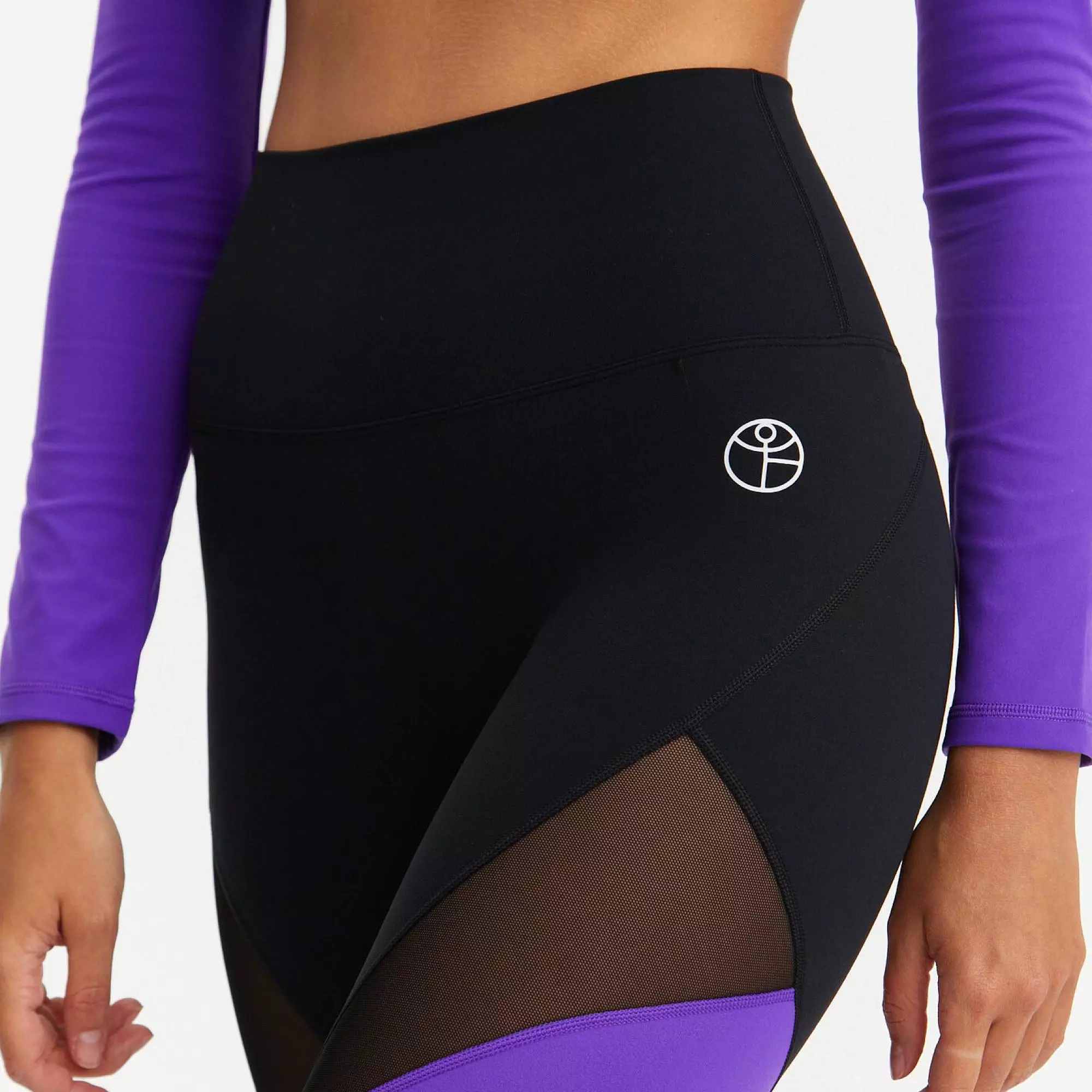 Лосины с сеткой MOTION черный+ультрафиолетовый