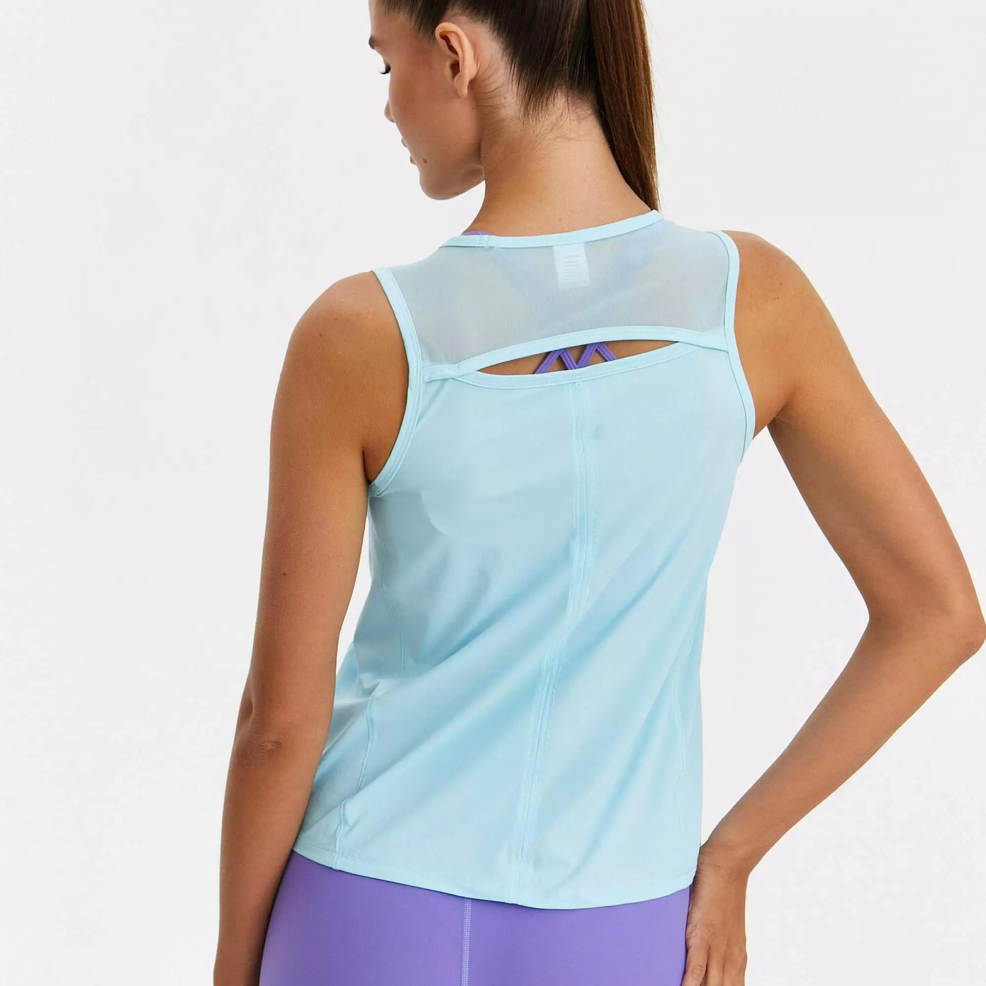 Удлиненная майка с сеткой ACTIVE светло-бирюзовая