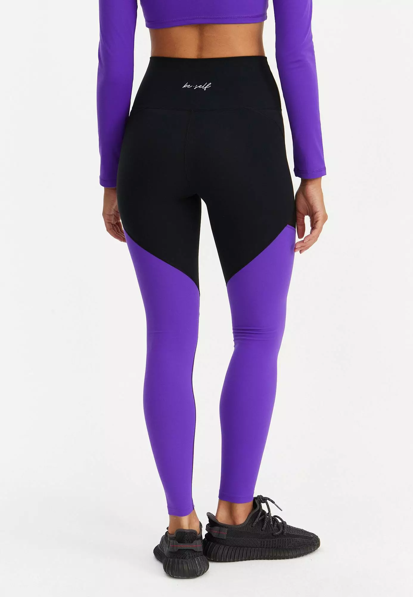 Лосины с сеткой MOTION черный+ультрафиолетовый