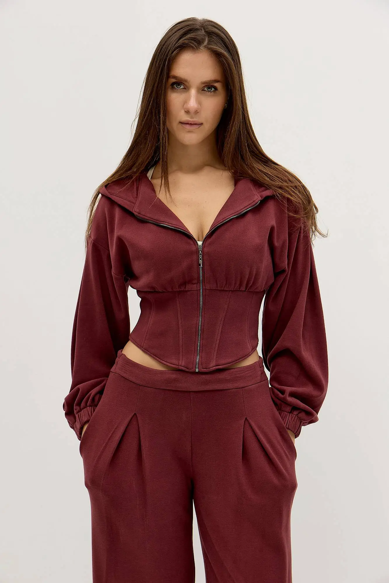 Худи с имитацией корсета URBAN COMFORT бордовое