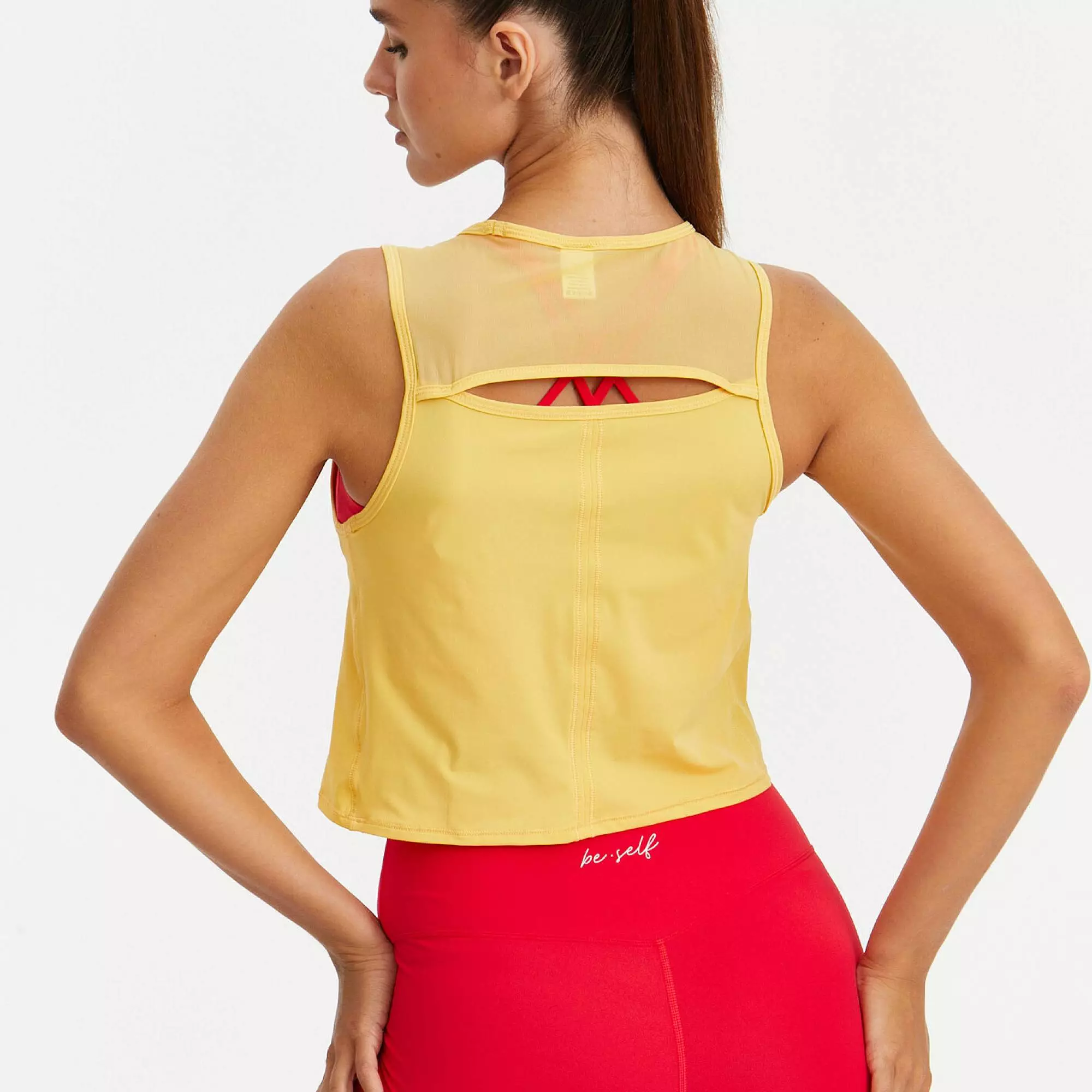 Укороченная майка с сеткой ACTIVE желтая