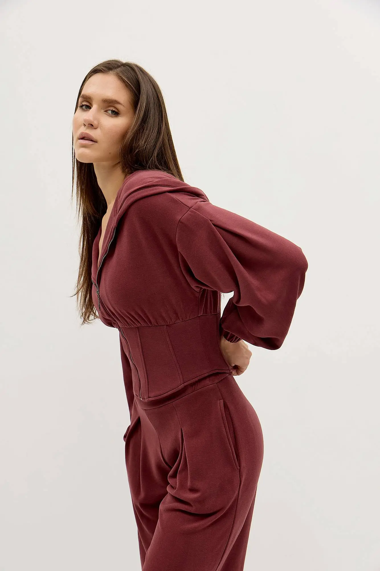Худи с имитацией корсета URBAN COMFORT бордовое